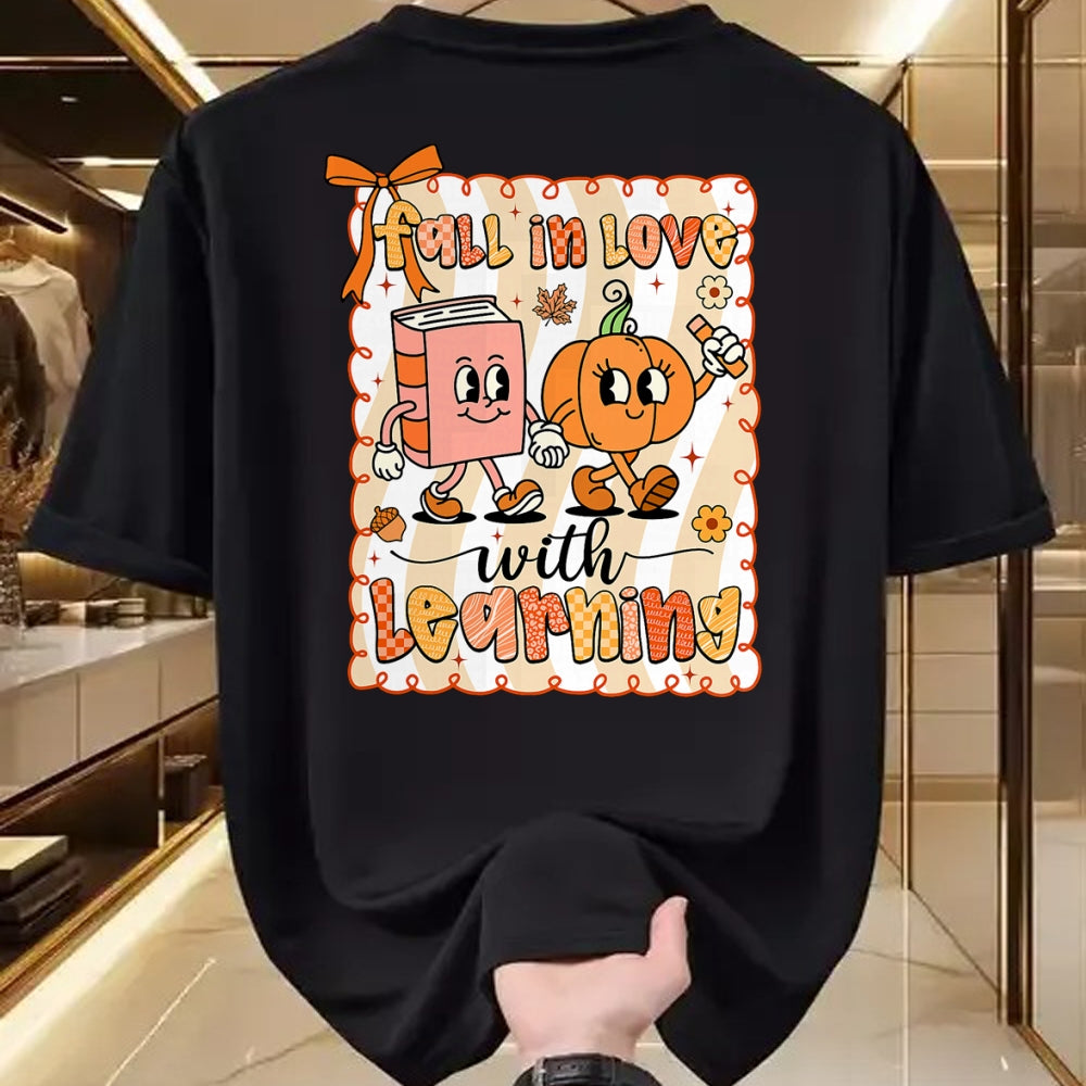 Best Thanksgiving Family Shirt , Funny Thanksgiving UnisexT-Shirt/Hoodie/Sweatshirt HLT00 - Pumpkin Teacher Preppy Fall in Love with Learning Autumn T-Shirt