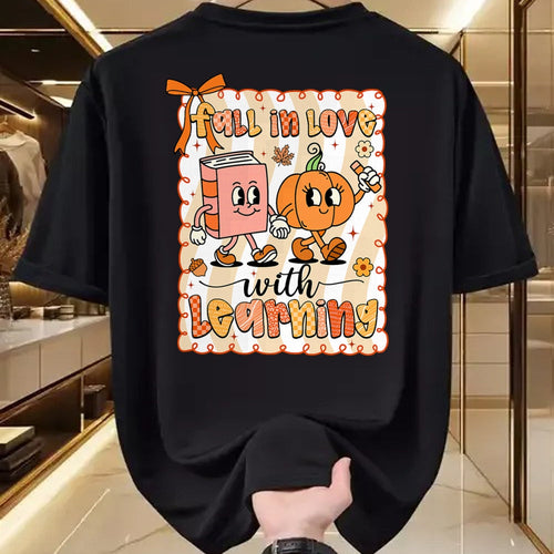 Best Thanksgiving Family Shirt , Funny Thanksgiving UnisexT-Shirt/Hoodie/Sweatshirt HLT00 - Pumpkin Teacher Preppy Fall in Love with Learning Autumn T-Shirt