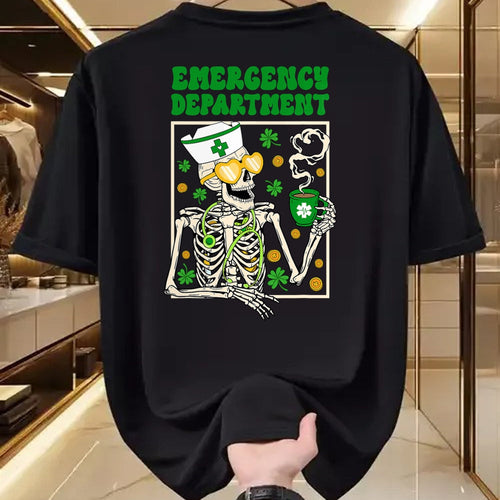 Patrick Day Shirts for Family, Funny Patrick Day shirts, st patrick's day Unisex T-Shirt/Hoodie/Sweatshirt HLT00 - Skeleton Emergency Department Coffee ER Nurse St Patrick Day T-Shirt