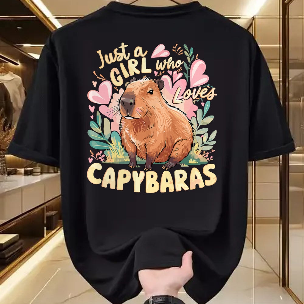 Cute Capybara Shirt, Funny Capybara Unisex T-Shirt/Hoodie/Sweatshirt HLT00 - Capybara Cute Just a Girl who Loves Capybaras T-Shirt