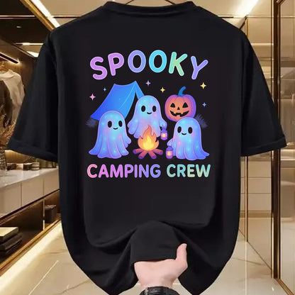 Funny Camping Shirt, Gift For Camping Lover Unisex T-Shirt/Hoodie/Sweatshirt HLT00 - Spooky Camping Crew Ghosts Halloween Campfire Vintage Boo T-Shirt