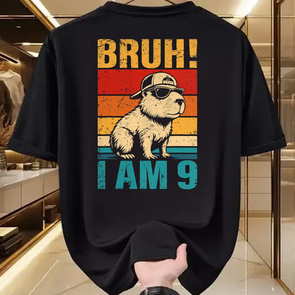 Cute Capybara Shirt, Funny Capybara UnisexT-Shirt/Hoodie/Sweatshirt HLT00 - 9 Year Old Birthday Boy Capybara Bruh It_s My 9th Birthday T-Shirt (1)