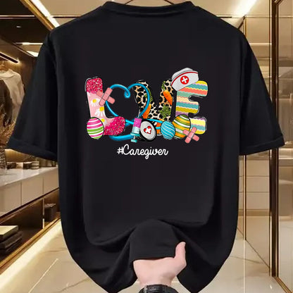 Funny Nurse Shirt, Nurse Unisex T-Shirt/Hoodie/Sweatshirt HLT00 - LOVE Stethoscope Scrub Caregiver Nurse Life Easter Day T-Shirt