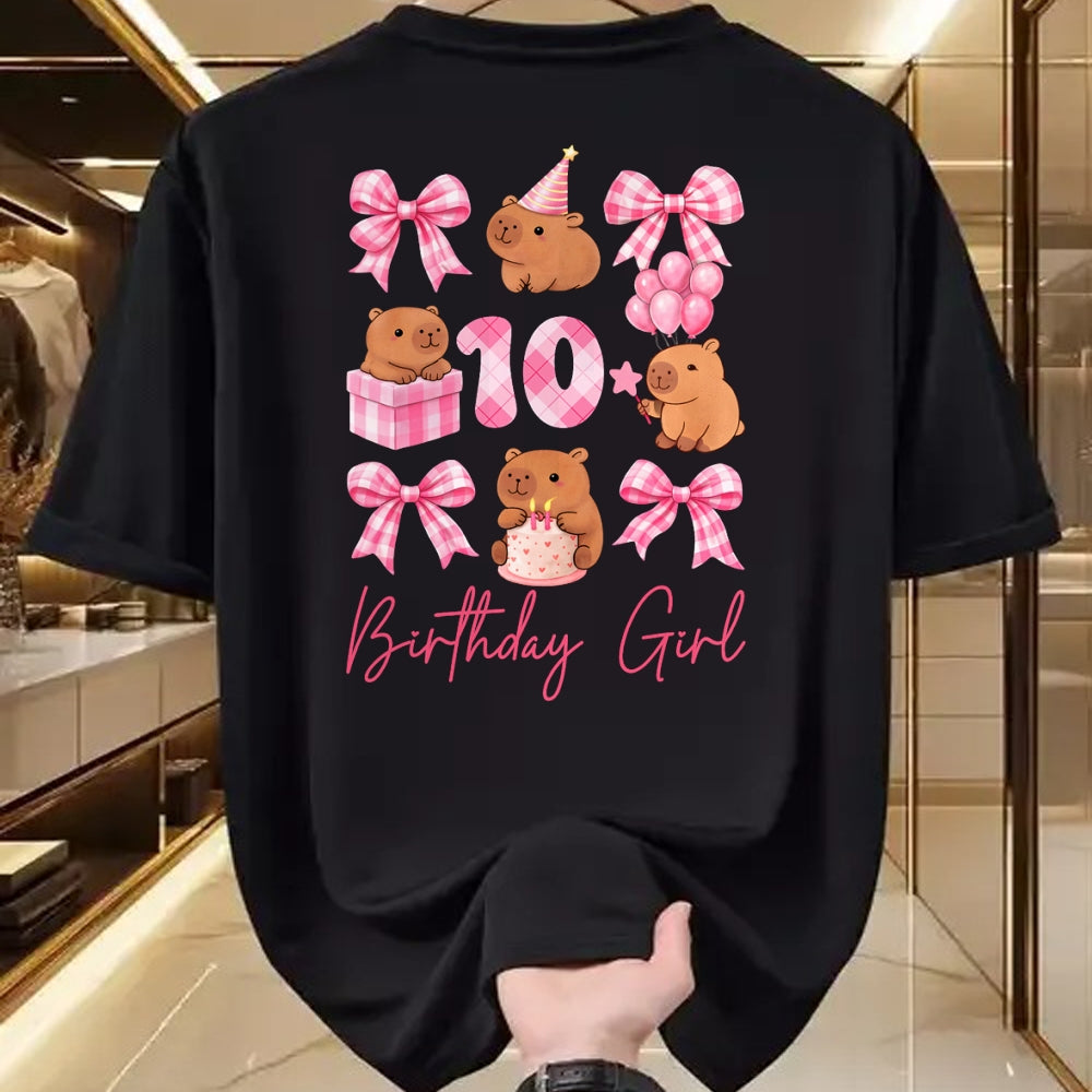 Cute Capybara Shirt, Funny Capybara Unisex T-Shirt/Hoodie/Sweatshirt HLT00 - Coquette 10th Birthday Girl Cute Capybara Bow 10 Year Old T-Shirt