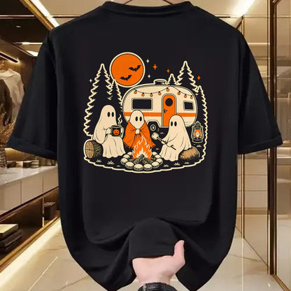 Funny Camping Shirt, Gift For Camping Lover Unisex T-Shirt/Hoodie/Sweatshirt HLT00 - Halloween Camping Ghost Camper Vintage Style T-Shirt