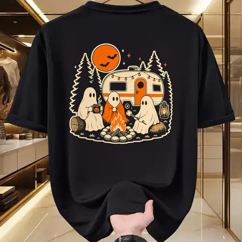 Funny Camping Shirt, Gift For Camping Lover Unisex T-Shirt/Hoodie/Sweatshirt HLT00 - Halloween Camping Ghost Camper Vintage Style T-Shirt
