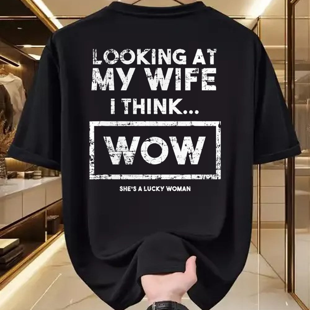 Best Wife Shirt, Wife and Husband Unisex T-Shirt/Hoodie/Sweatshirt HLT00 - Gift for wife T shirt, lucky wife   Looking At My Wife I Think Wow She's A Lucky Woman Funny Lt T-Sh