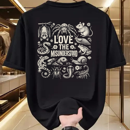 Cat Love Shirt, Funny Cat Lover Gift UnisexT-Shirt/Hoodie/Sweatshirt HLT00 - Love The Misunderstood Bat Raven Cat Snake Spider Moth Frog T-Shirt (2)
