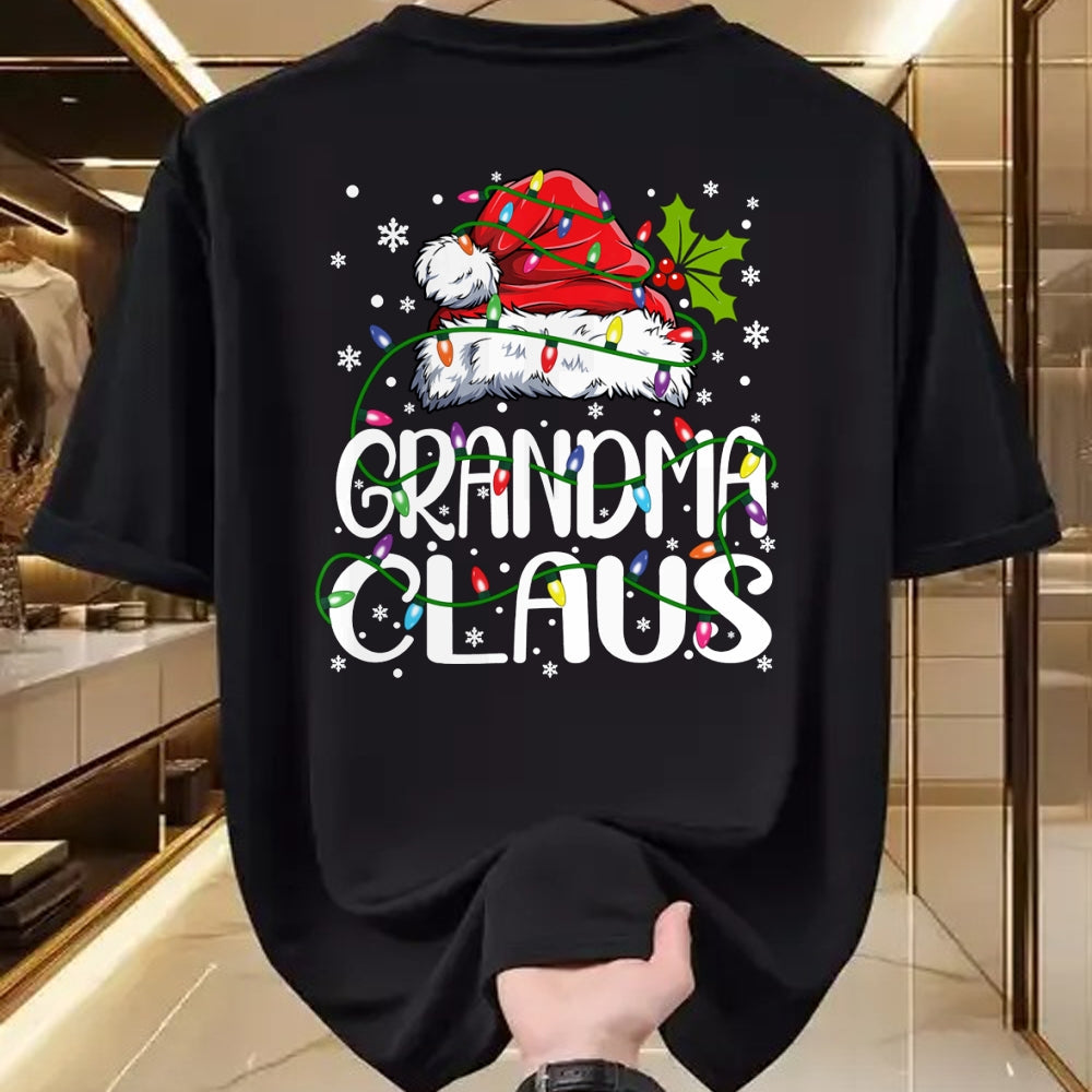 Best Grandma Shirt, Proud Grandma Unisex T-Shirt/Hoodie/Sweatshirt HLT00 - Grandma Claus Christmas Lights Pajama Family Matching Long Sleeve T-Shirt