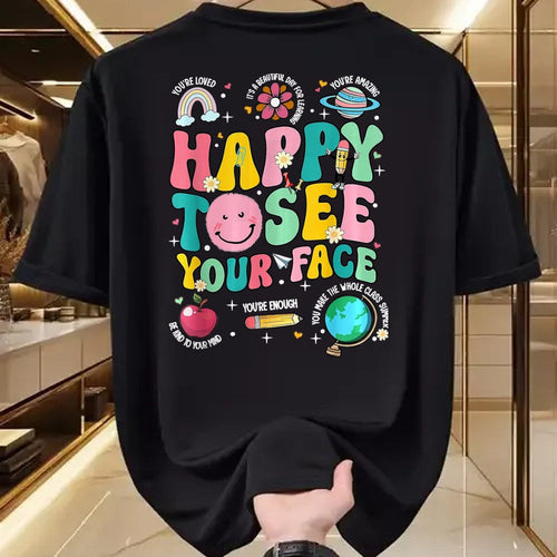 Best Student Shirt, Funny Back To School UnisexT-Shirt/Hoodie/Sweatshirt HLT00 - Happy to See Your Face Teacher Back to School T-Shirt, Women, Orange, XX-Large