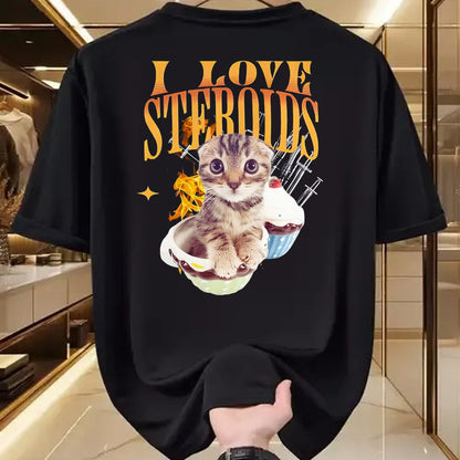 Cat Love Shirt, Funny Cat Lover Gift UnisexT-Shirt/Hoodie/Sweatshirt HLT00 - I Love Steroids CAT Funny Meme Cute T-Shirt, Men, Black, X-Large (1)
