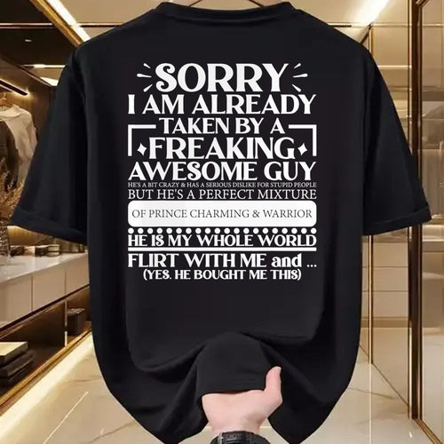 Best Wife Shirt, Wife and Husband Unisex T-Shirt/Hoodie/Sweatshirt HLT00 - Sorry I Am Already Taken By A Guy Husband T-Shirt (1)