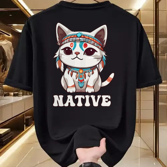 Native American T-Shirts, Vintage Native American Unisex T-Shirt/Hoodie/Sweatshirt HLT00 - Cute American Native Indian Kawaii Cat Woman Girl