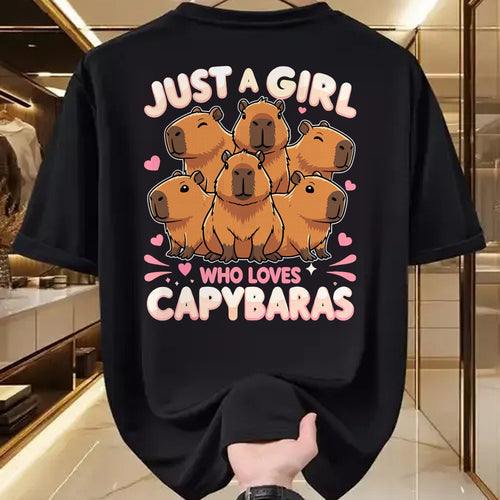Cute Capybara Shirt, Funny Capybara Unisex T-Shirt/Hoodie/Sweatshirt HLT00 - Just a Girl who Loves Capybaras T-Shirt (1)