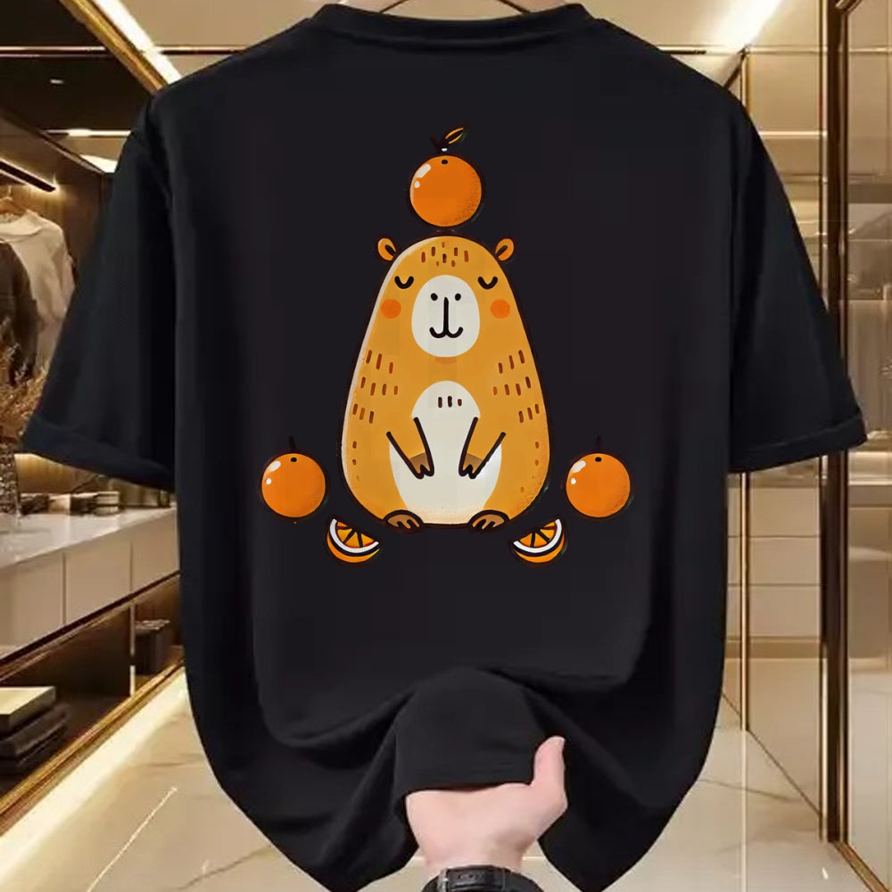 Cute Capybara Shirt, Funny Capybara Unisex T-Shirt/Hoodie/Sweatshirt HLT00 - Kawaii Capybara Orange Long Sleeve T-Shirt (1)