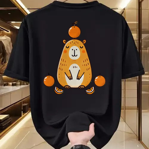 Cute Capybara Shirt, Funny Capybara Unisex T-Shirt/Hoodie/Sweatshirt HLT00 - Kawaii Capybara Orange Long Sleeve T-Shirt (1)