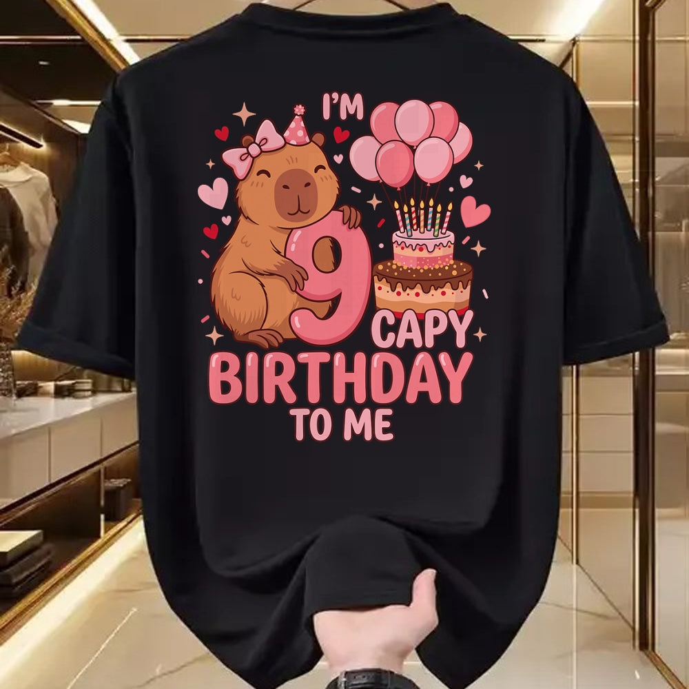 Cute Capybara Shirt, Funny Capybara UnisexT-Shirt/Hoodie/Sweatshirt HLT00 - Capybara 9 Year Birthday Girl Capybara 9th Birthday 2017 T-Shirt