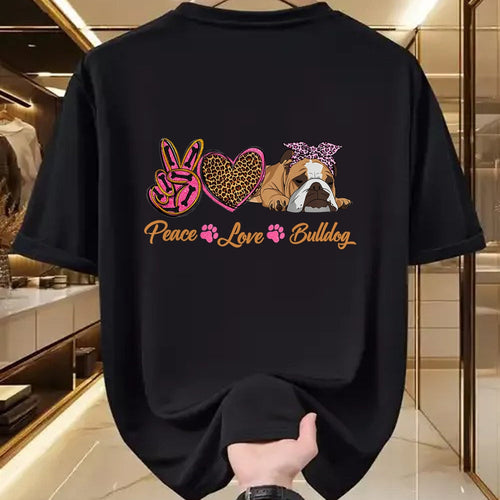 Dog Love Shirt, Dog Lover Gift T-Shirt/Hoodie/Sweatshirt HLT00 - Peace Love English Bulldog Funny Puppy Dog Mom Mother_s Day T-Shirt