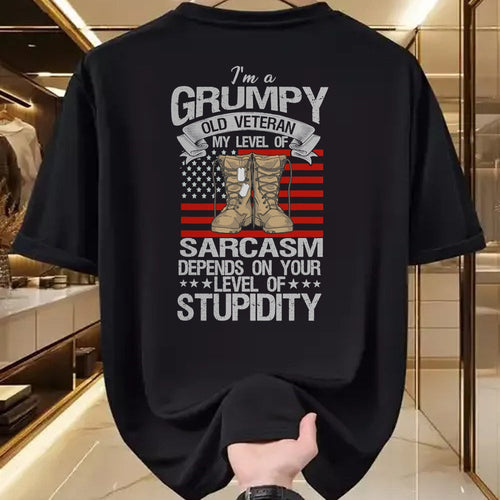 Proud Veteran Shirt, Funny Veteran UnisexT-Shirt/Hoodie/Sweatshirt HLT00 - I_m A Grumpy Old Veteran Funny Army US Flag Grandpa T-Shirt