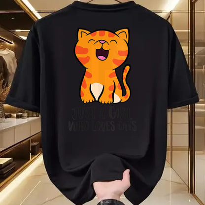 Cat Love Shirt, Funny Cat Lover Gift UnisexT-Shirt/Hoodie/Sweatshirt HLT00 - Womens Just a Girl Who Loves Cats Kitten V-Neck T-Shirt