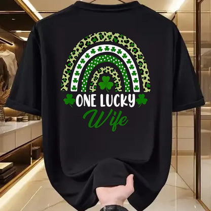 Best Wife Shirt, Wife and Husband Unisex T-Shirt/Hoodie/Sweatshirt HLT00 - Gift for wife T shirt, lucky wife   One Lucky Wife Rainbow St Patricks Day Lucky Wife T-Shirt