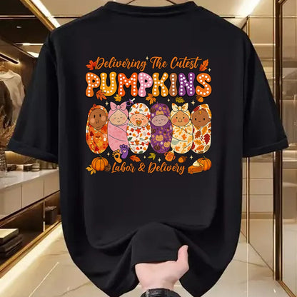 Best Thanksgiving Family Shirt , Funny Thanksgiving UnisexT-Shirt/Hoodie/Sweatshirt HLT00 - Delivering The Cutest Pumpkins Labor and Delivery Nurse Fall T-Shirt