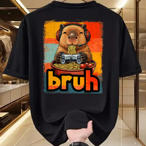 Cute Capybara Shirt, Funny Capybara UnisexT-Shirt/Hoodie/Sweatshirt HLT00 - Bruh Capybara Eat Ramen Gaming Japanese Men Boy Kid T-Shirt