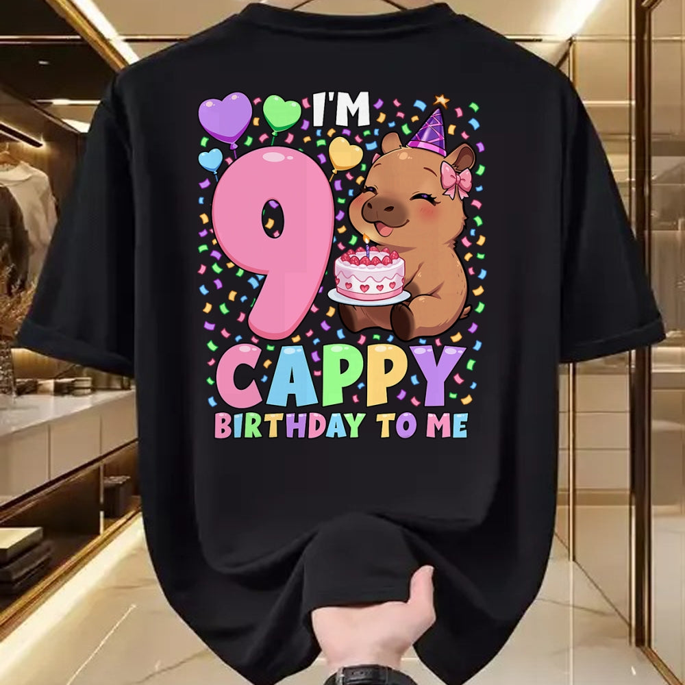 Cute Capybara Shirt, Funny Capybara UnisexT-Shirt/Hoodie/Sweatshirt HLT00 - Capybara Birthday Shirt 9 Kawaii Girl Capybara 9th Birthday T-Shirt
