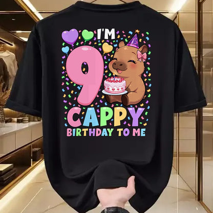 Cute Capybara Shirt, Funny Capybara UnisexT-Shirt/Hoodie/Sweatshirt HLT00 - Capybara Birthday Shirt 9 Kawaii Girl Capybara 9th Birthday T-Shirt