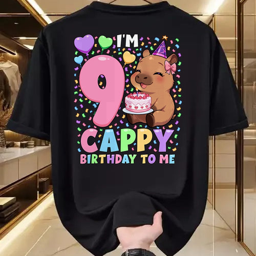 Cute Capybara Shirt, Funny Capybara UnisexT-Shirt/Hoodie/Sweatshirt HLT00 - Capybara Birthday Shirt 9 Kawaii Girl Capybara 9th Birthday T-Shirt