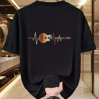 Guitar Lover Shirt, Funny Guitar UnisexT-Shirt/Hoodie/Sweatshirt HLT00 - Heartbeat Guitarist Guitar T-Shirt, Men, Black, 3X-Large