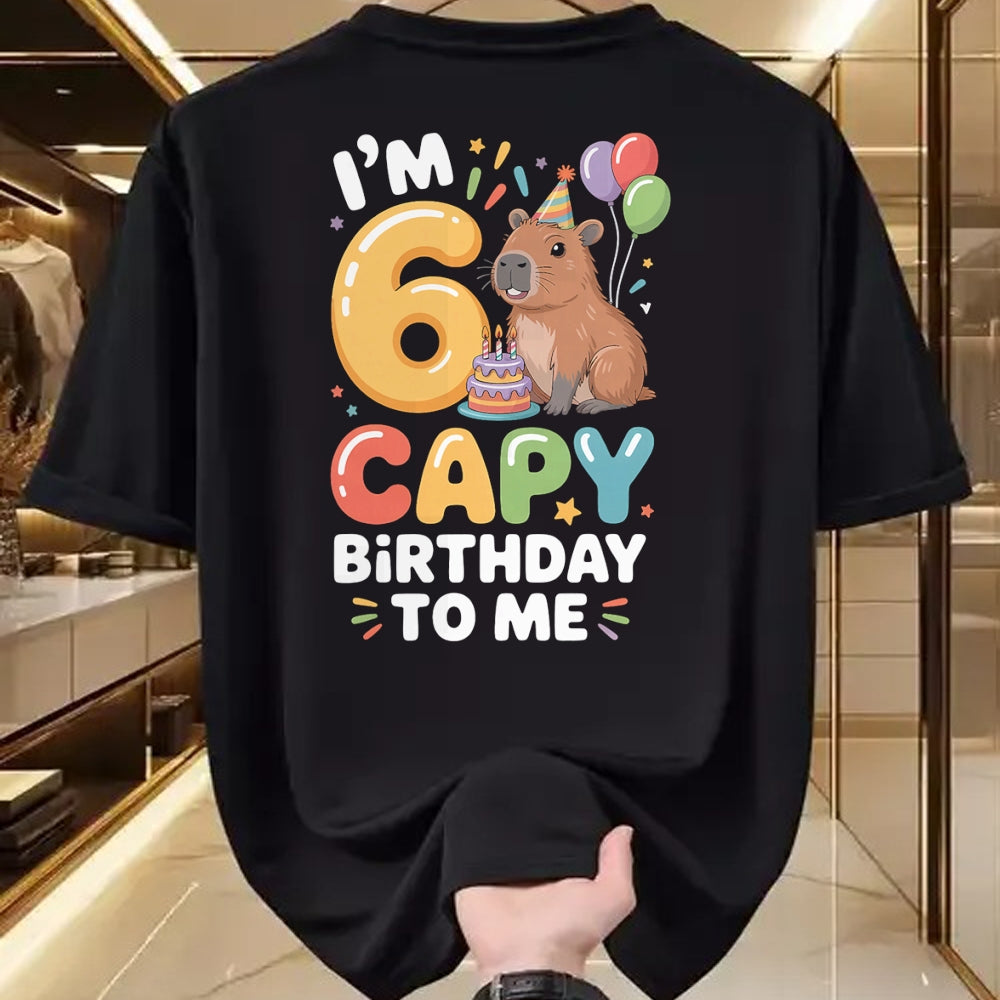 Cute Capybara Shirt, Funny Capybara Unisex T-Shirt/Hoodie/Sweatshirt HLT00 - I’m 6 Years Old Capy Birthday to Me Funny Capybara T-Shirt