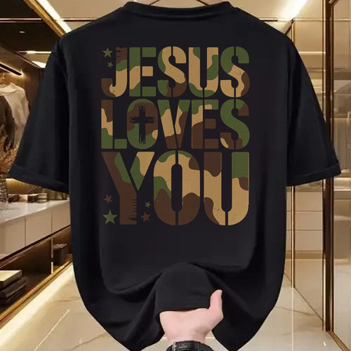 Best Thanksgiving Family Shirt , Funny Thanksgiving UnisexT-Shirt/Hoodie/Sweatshirt HLT00 - Camo Jesus Loves You Camouflage Christian Saying Religious T-Shirt
