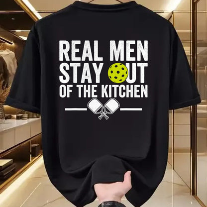 Funny Pickleball Shirt, Pickleball Lover Unisex T-Shirt/Hoodie/Sweatshirt HLT00 - Real Men Stay Out of The Kitchen Funny Pickleball Vintage T-Shirt