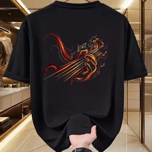 Guitar Lover Shirt, Funny Guitar UnisexT-Shirt/Hoodie/Sweatshirt HLT00 - Abstract Fire Guitar Art Playing Guitar Guitarist Music T-Shirt, Men, Black, 3X-Large