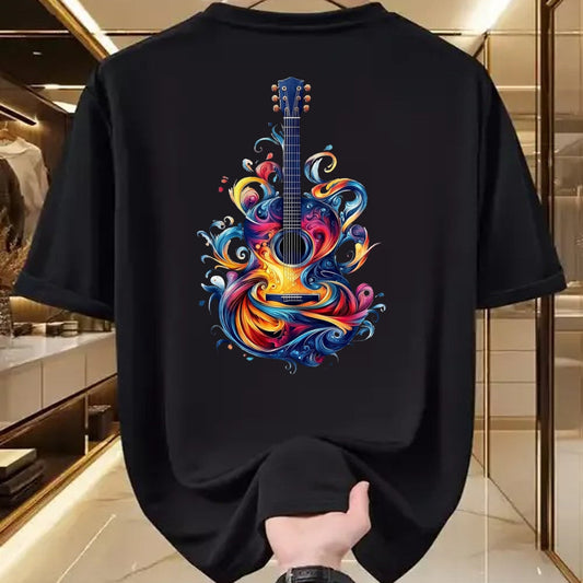 Guitar Lover Shirt, Funny Guitar UnisexT-Shirt/Hoodie/Sweatshirt HLT00 - Watercolor Guitar Instrument with Splash Guitar T-Shirt, Men, Black, 3X-Large