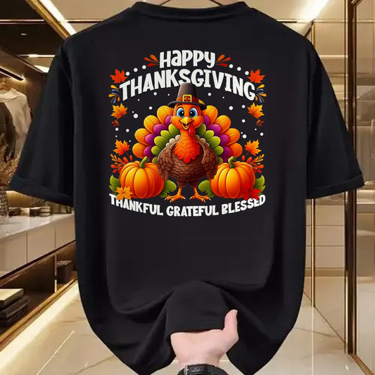 Best Thanksgiving Family Shirt , Funny Thanksgiving UnisexT-Shirt/Hoodie/Sweatshirt HLT00 - Thankful Grateful Blessed Turkey, Happy Thanksgiving T-Shirt, Men, Black, 3X-Large