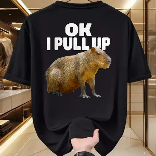 Cute Capybara Shirt, Funny Capybara Unisex T-Shirt/Hoodie/Sweatshirt HLT00 - Ok I Pull Up Capybara Funny Capybara Lover Dank Meme T-Shirt, Women, Black, Medium