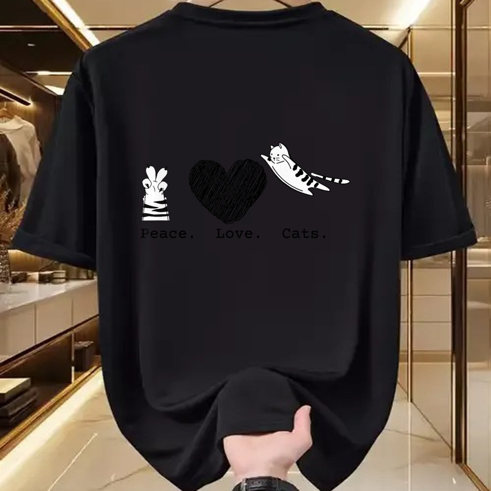 Cat Love Shirt, Funny Cat Lover Gift UnisexT-Shirt/Hoodie/Sweatshirt HLT00 - Peace Love Cats Hippy T-Shirt