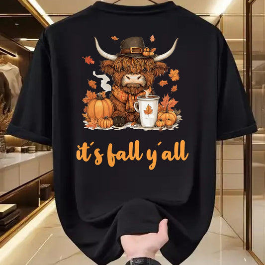 Best Thanksgiving Family Shirt , Funny Thanksgiving UnisexT-Shirt/Hoodie/Sweatshirt HLT00 - Scottish Highland Cow Fall Thanksgiving it´s Fall yáll T-Shirt