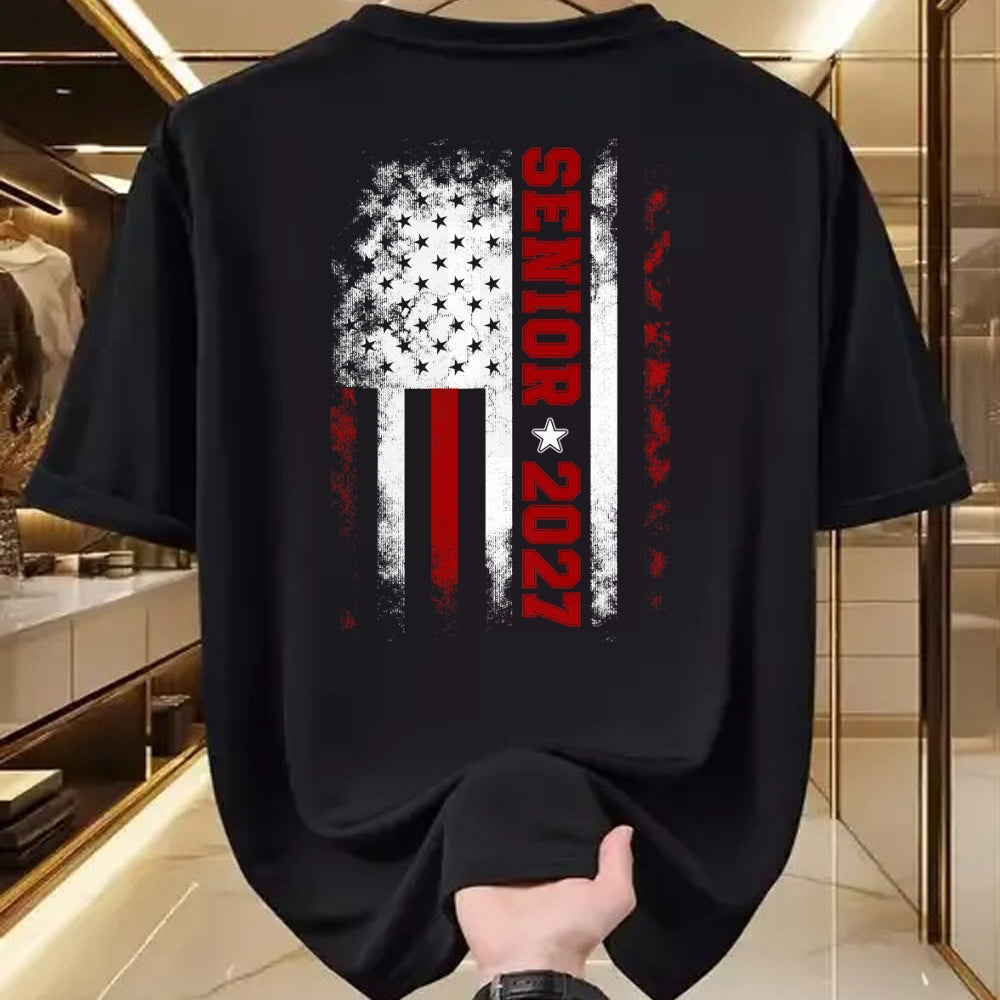 Best Student Shirt, Funny Back To School UnisexT-Shirt/Hoodie/Sweatshirt HLT00 - Senior Class of 2027 Back to High School American USA Flag T-Shirt