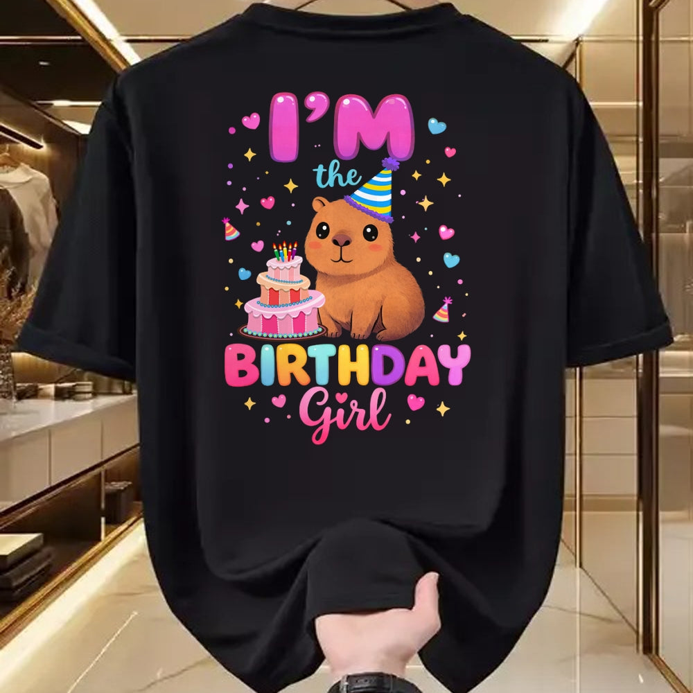 Cute Capybara Shirt, Funny Capybara Unisex T-Shirt/Hoodie/Sweatshirt HLT00 - Capybara I_m The Birthday Girl Cute Capybara Birthday Party T-Shirt