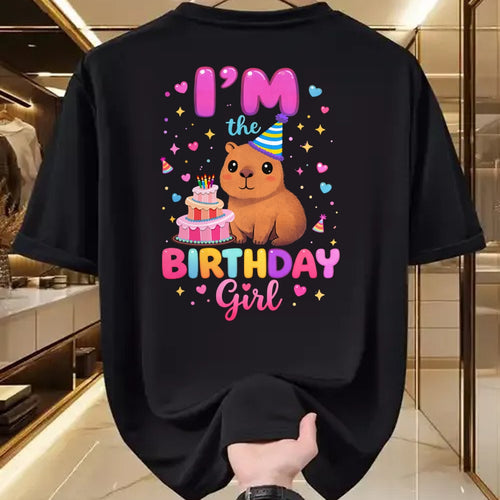 Cute Capybara Shirt, Funny Capybara Unisex T-Shirt/Hoodie/Sweatshirt HLT00 - Capybara I_m The Birthday Girl Cute Capybara Birthday Party T-Shirt