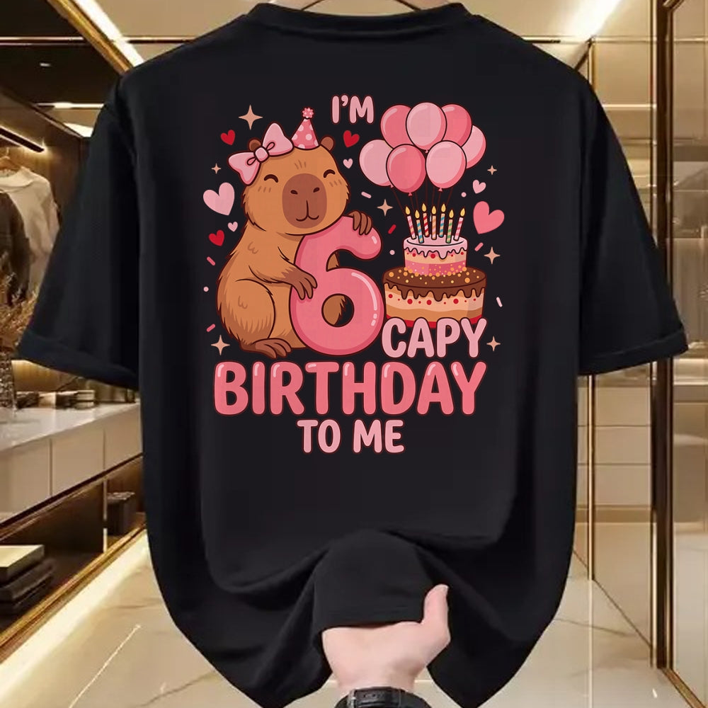 Cute Capybara Shirt, Funny Capybara UnisexT-Shirt/Hoodie/Sweatshirt HLT00 - Capybara 6 Year Birthday Girl Capybara 6th Birthday 2020 T-Shirt