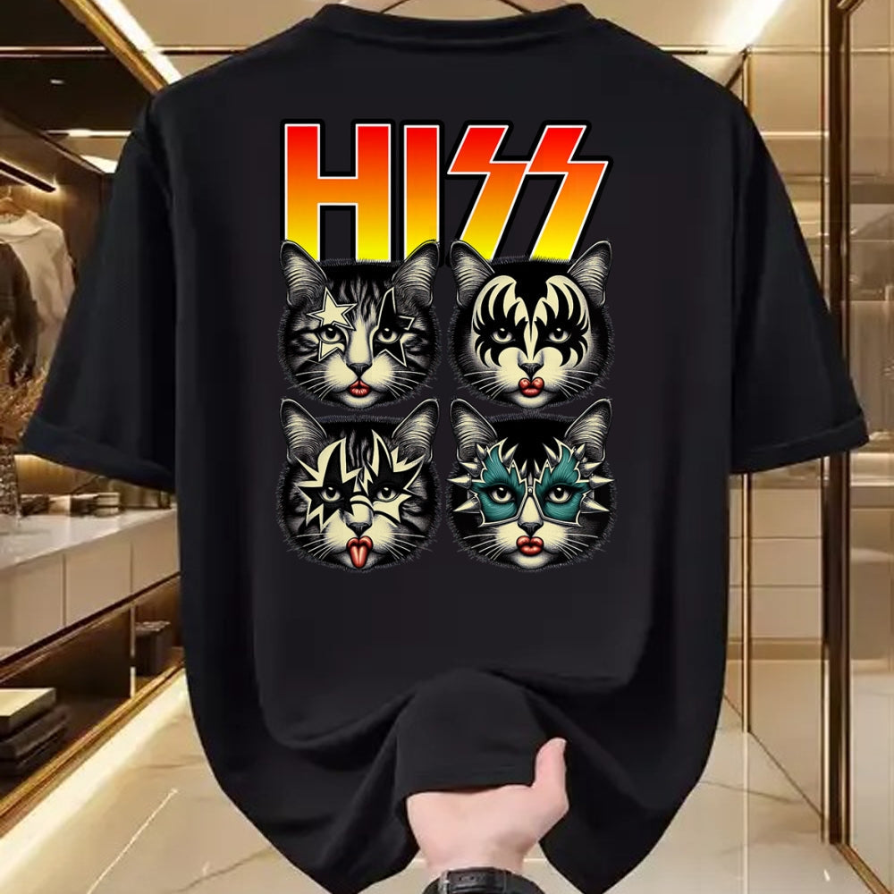 Cat Love Shirt, Funny Cat Lover Gift UnisexT-Shirt/Hoodie/Sweatshirt HLT00 - Retro Cat Rock Music Concert Band Hiss Funny Cat Kitten Love T-Shirt (1)