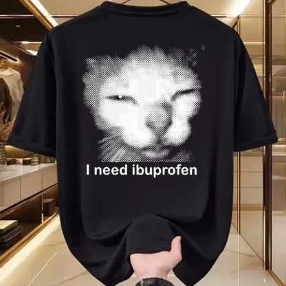 Cat Love Shirt, Funny Cat Lover Gift UnisexT-Shirt/Hoodie/Sweatshirt HLT00 - I Need Ibuprofen Funny Vintage Graphic Cat Meme T-Shirt