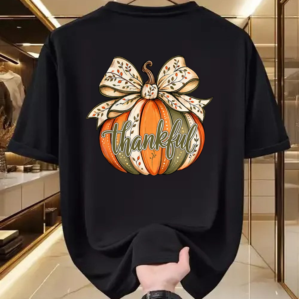 Best Thanksgiving Family Shirt , Funny Thanksgiving UnisexT-Shirt/Hoodie/Sweatshirt HLT00 - Thankful Pumpkin Bow Fall Autumn Thanksgiving Shirts Women T-Shirt