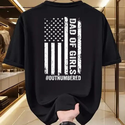 Gift for Dad Shirt, Funny Dad Unisex T-Shirt/Hoodie/Sweatshirt HLT00 – Proud Dad of Girl Outnumbered American Flag Father_s Day T-Shirt