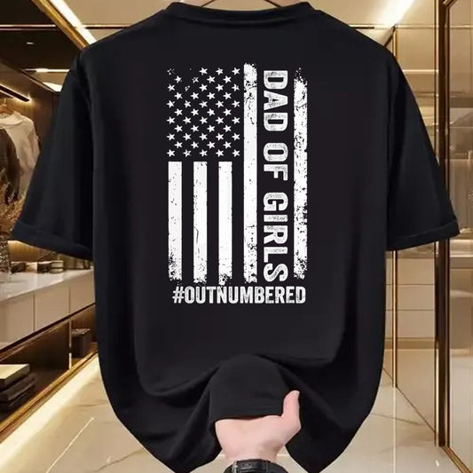 Gift for Dad Shirt, Funny Dad Unisex T-Shirt/Hoodie/Sweatshirt HLT00 – Proud Dad of Girl Outnumbered American Flag Father_s Day T-Shirt