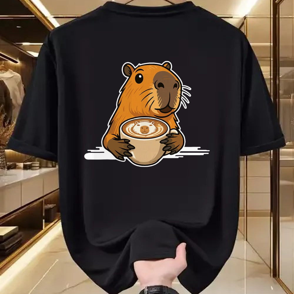 Cute Capybara Shirt, Funny Capybara Unisex T-Shirt/Hoodie/Sweatshirt HLT00 - Capybara Coffee Lover Latte Art Funny Capybara T-Shirt